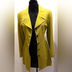 Vintage Rare Retro Women's chartreuse Open cage back Blazer/Dress
